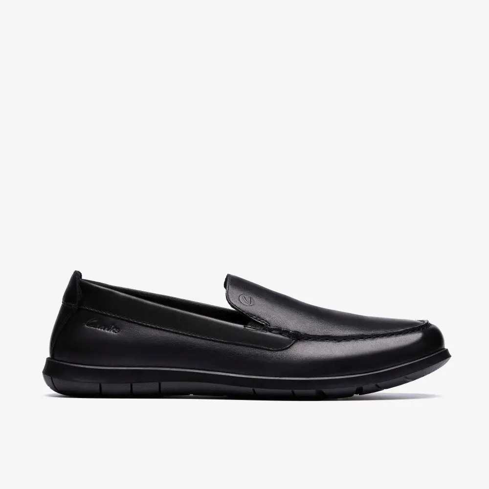 Mens Flexway Step Black Smooth Loafers online