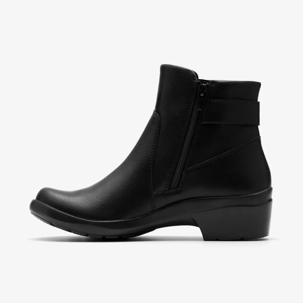Womens Angie Serena Black Leather Ankle Boots online
