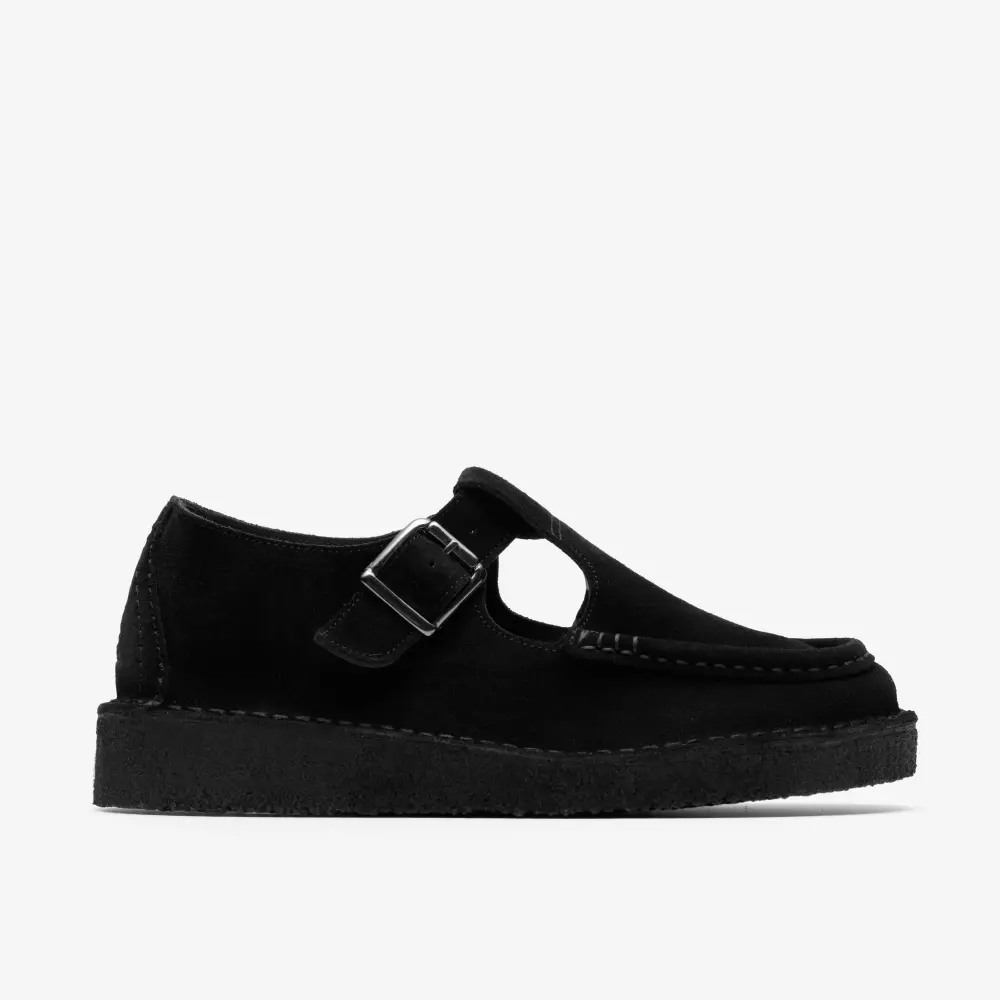 Womens Nomad T Bar. Black Suede Shoes online